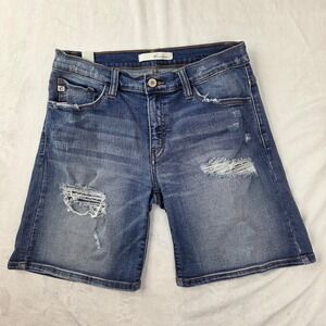 Kancan Denim Shorts Women‎ 25 Blue Distressed Mid Rise Bermuda KC8109 Excellent